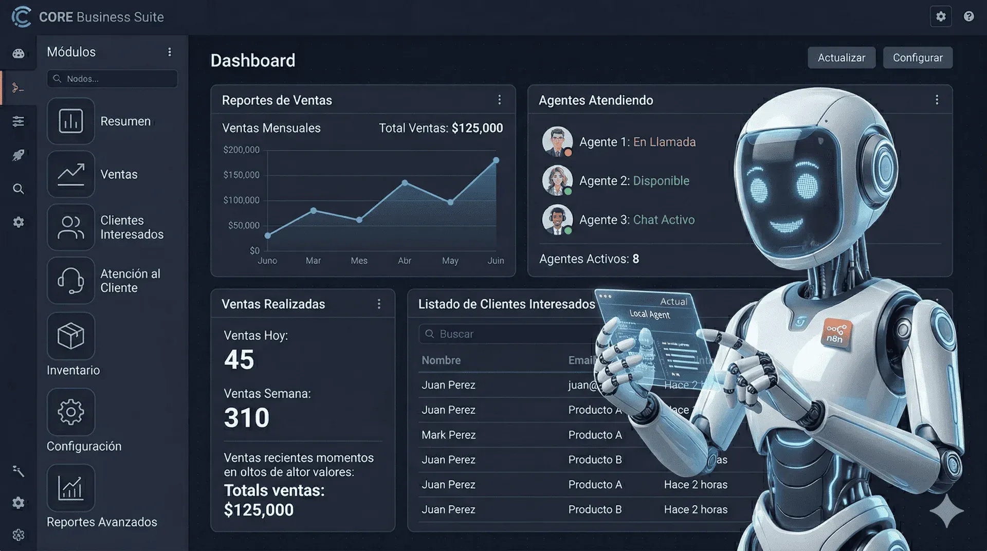 Asistente de inteligencia artificial trabajando en automatización
